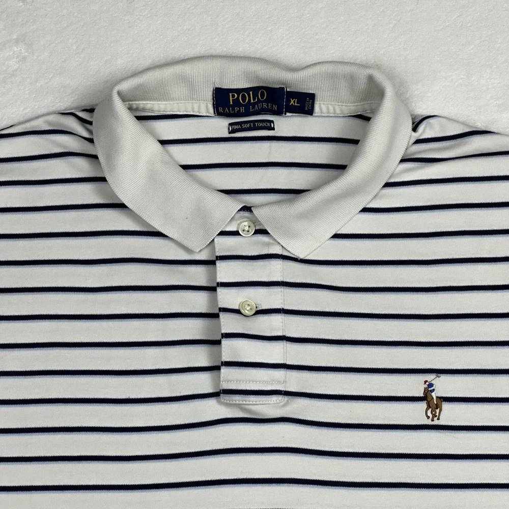 Polo Ralph Lauren Shirt Mens XL Pima Soft Touch Stripe Performance‎